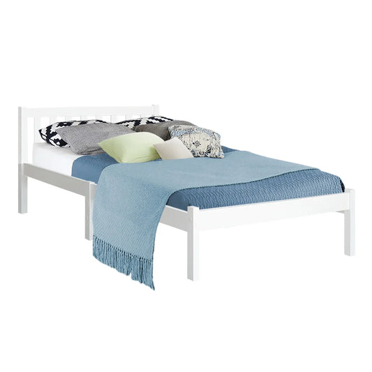 Artiss Bed Frame King Single Size Wooden White SOFIE - Mekamart Australia