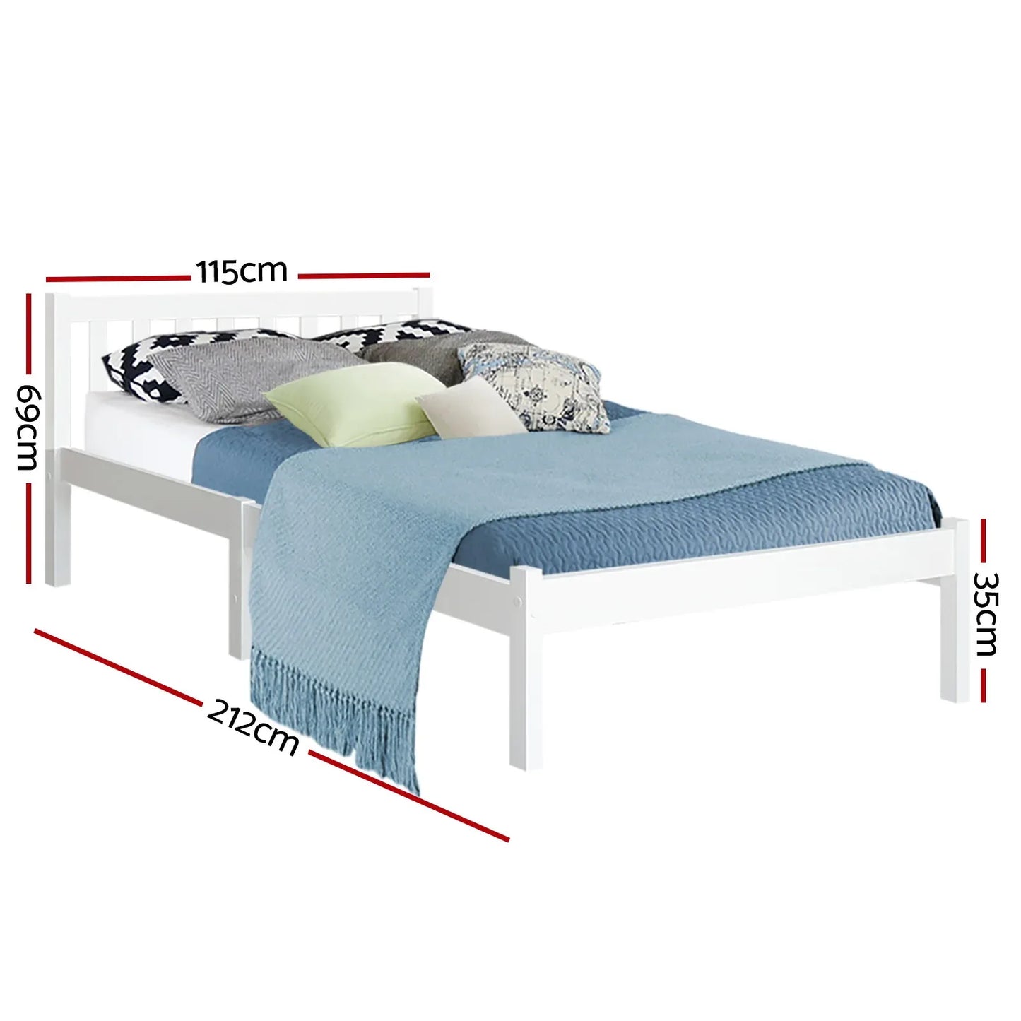 Artiss Bed Frame King Single Size Wooden White SOFIE - Mekamart Australia