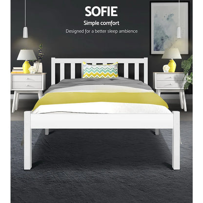 Artiss Bed Frame King Single Size Wooden White SOFIE - Mekamart Australia