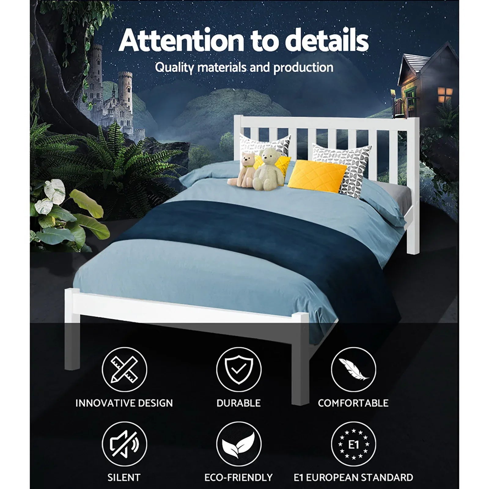 Artiss Bed Frame King Single Size Wooden White SOFIE - Mekamart Australia