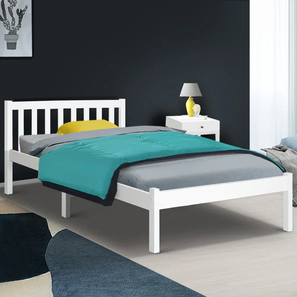 Artiss Bed Frame King Single Size Wooden White SOFIE - Mekamart Australia