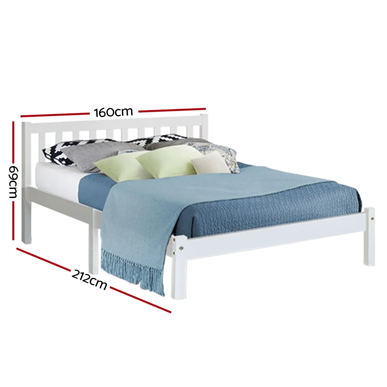 Artiss Bed Frame Queen Size Wooden White SOFIE - Mekamart Australia