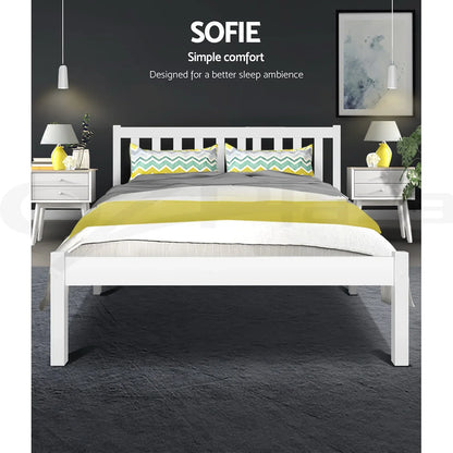 Artiss Bed Frame Queen Size Wooden White SOFIE - Mekamart Australia