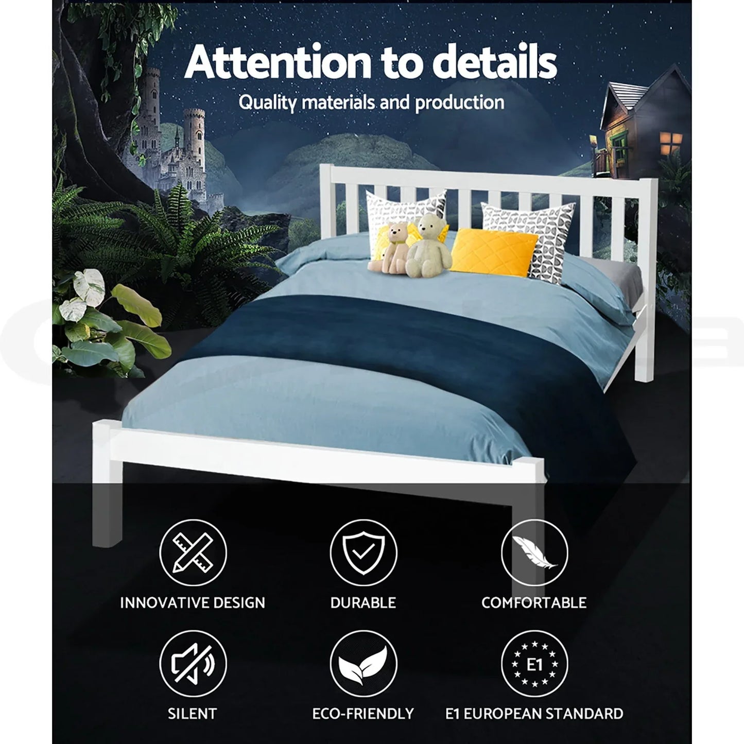 Artiss Bed Frame Queen Size Wooden White SOFIE - Mekamart Australia