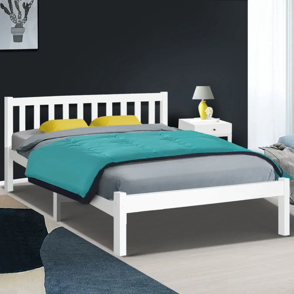 Artiss Bed Frame Queen Size Wooden White SOFIE - Mekamart Australia