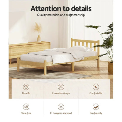 Artiss Bed Frame Single Size Wooden Oak SOFIE - Mekamart Australia