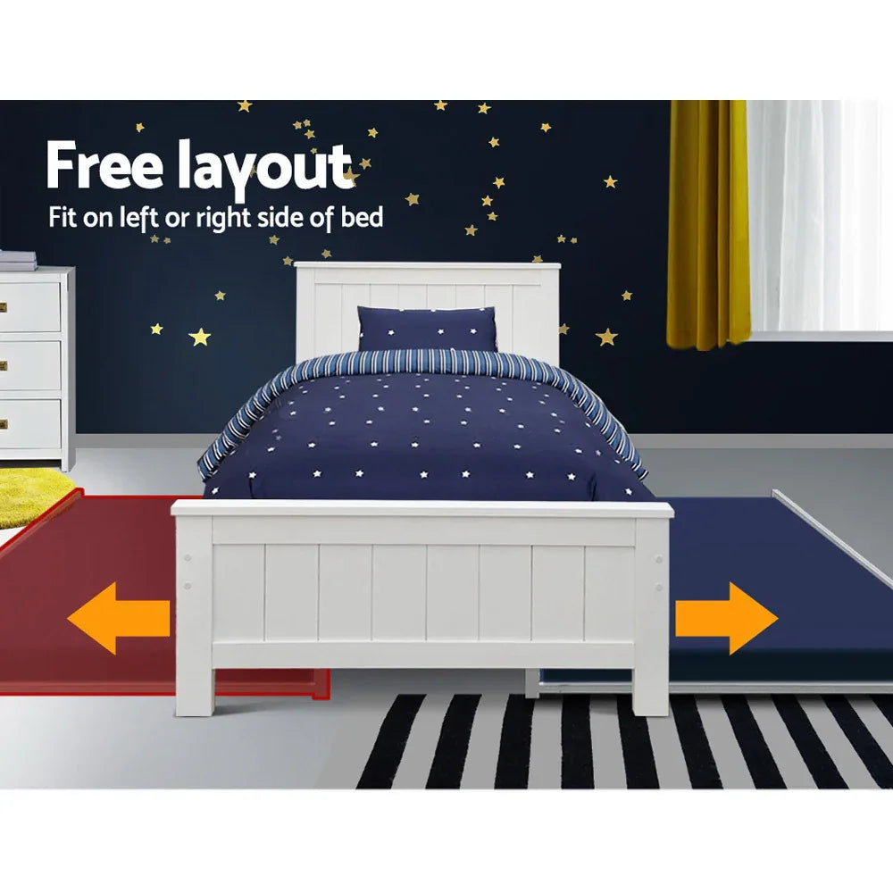 Artiss Bed Frame King Single Size Wooden Trundle Daybed White ELVIS - Mekamart Australia