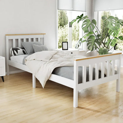 Artiss Bed Frame Single Size Wooden White PONY - Mekamart Australia