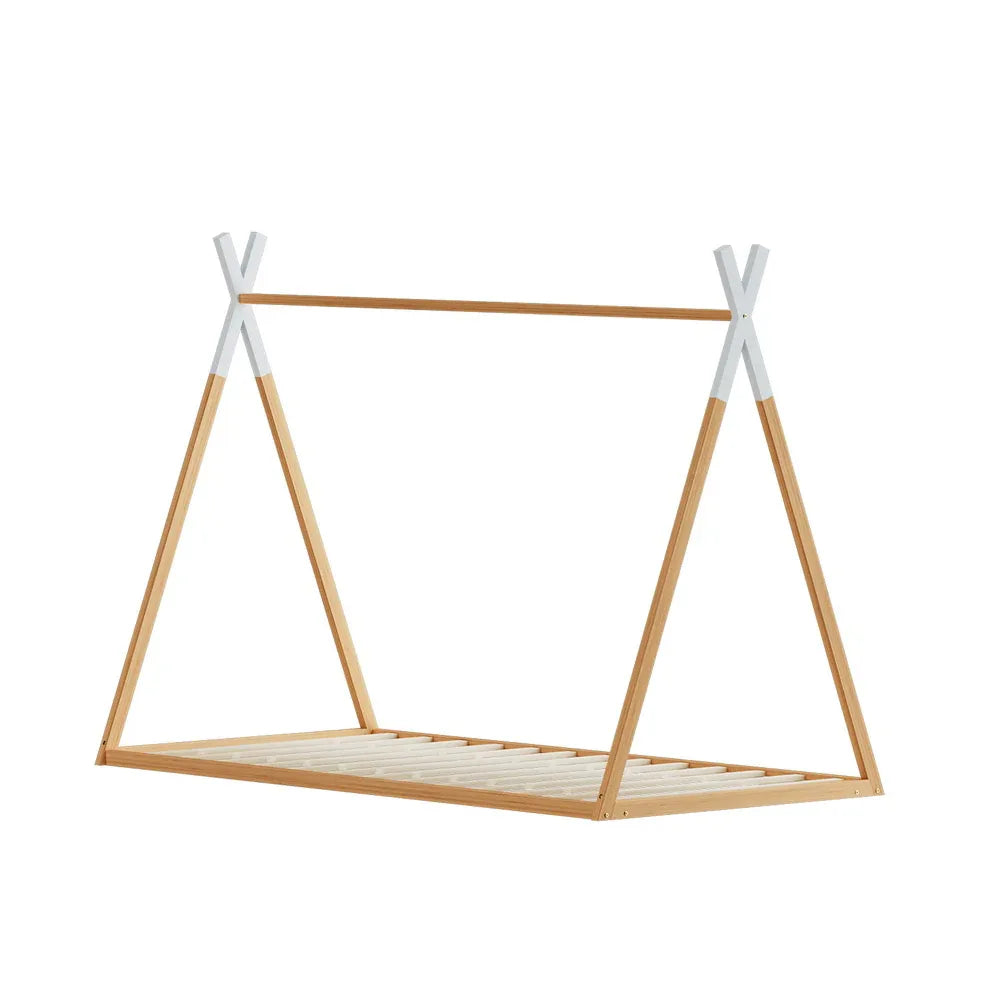 Artiss Bed Frame Wooden Kids House Single Frame Oak ENID - Mekamart Australia