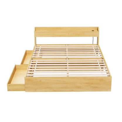 Artiss Bed Frame Queen Size with Charging Ports and 2 Drawers AURA - Mekamart Australia