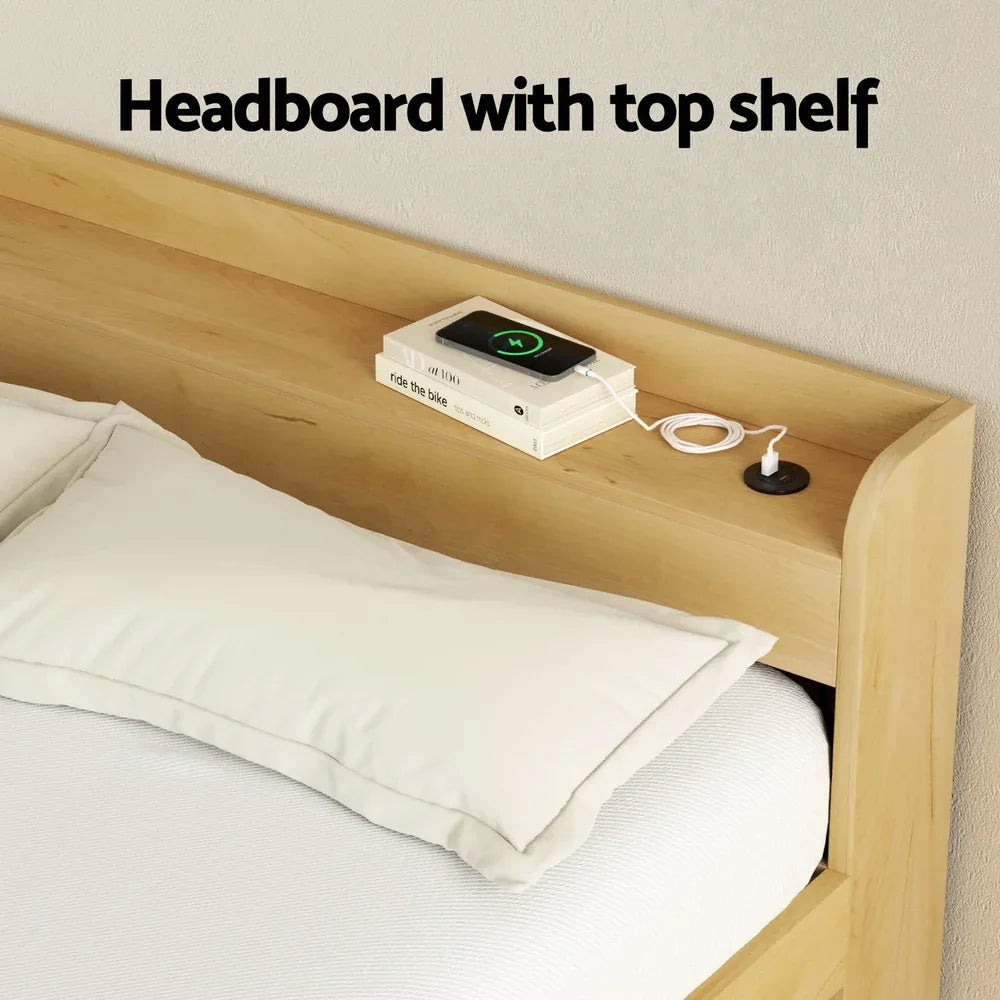 Artiss Bed Frame Queen Size with Charging Ports and 2 Drawers AURA - Mekamart Australia