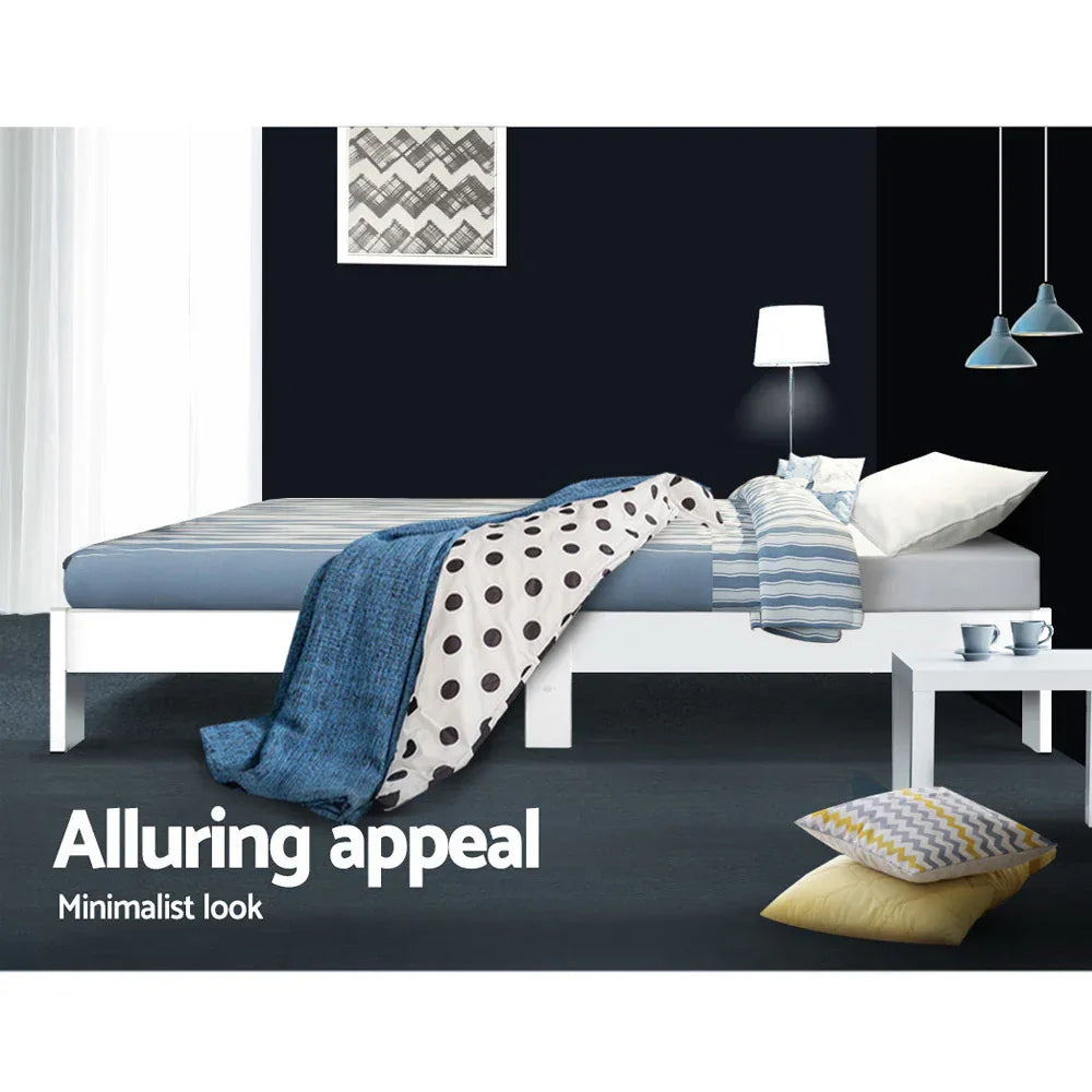 Artiss Bed Frame King Single Size Wooden White JADE - Mekamart Australia