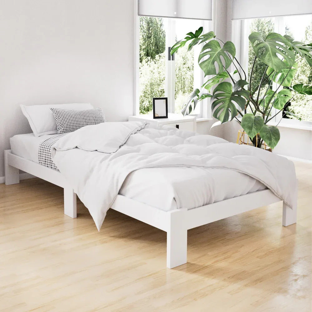 Artiss Bed Frame King Single Size Wooden White JADE - Mekamart Australia
