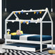 Artiss Bed Frame Wooden Trundle Daybed Kids House Frame White HOLY - Mekamart Australia