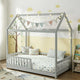 Artiss Bed Frame Wooden Kids House Frame Grey ROCK - Mekamart Australia