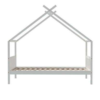 Artiss Bed Frame Wooden Base Kids Single Timber House Beds White - Mekamart Australia