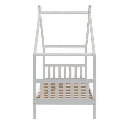 Artiss Bed Frame Wooden Base Kids Single Timber House Beds White - Mekamart Australia