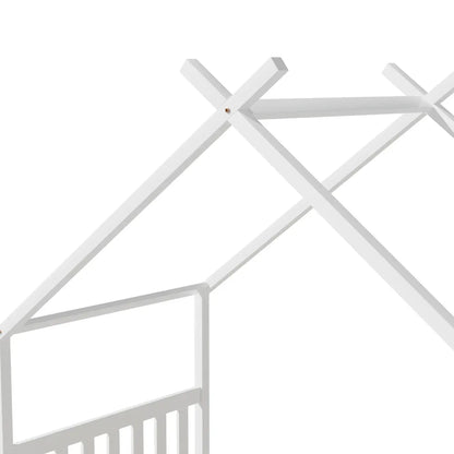 Artiss Bed Frame Wooden Base Kids Single Timber House Beds White - Mekamart Australia