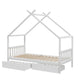 Artiss Bed Frame Wooden Base Kids Single Timber House with 2 Storage Drawers Beds White - Mekamart Australia