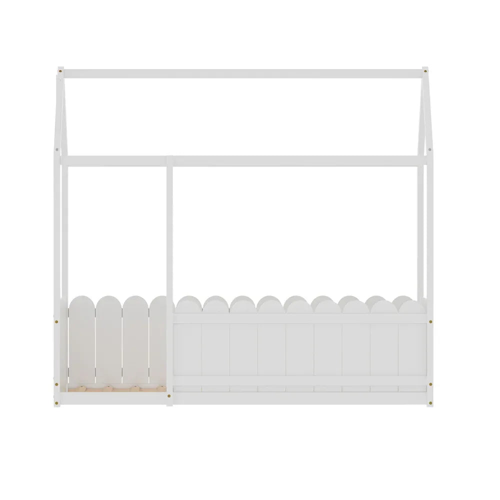 Artiss Bed Frame Wooden Kids House Single Frame White KORI - Mekamart Australia