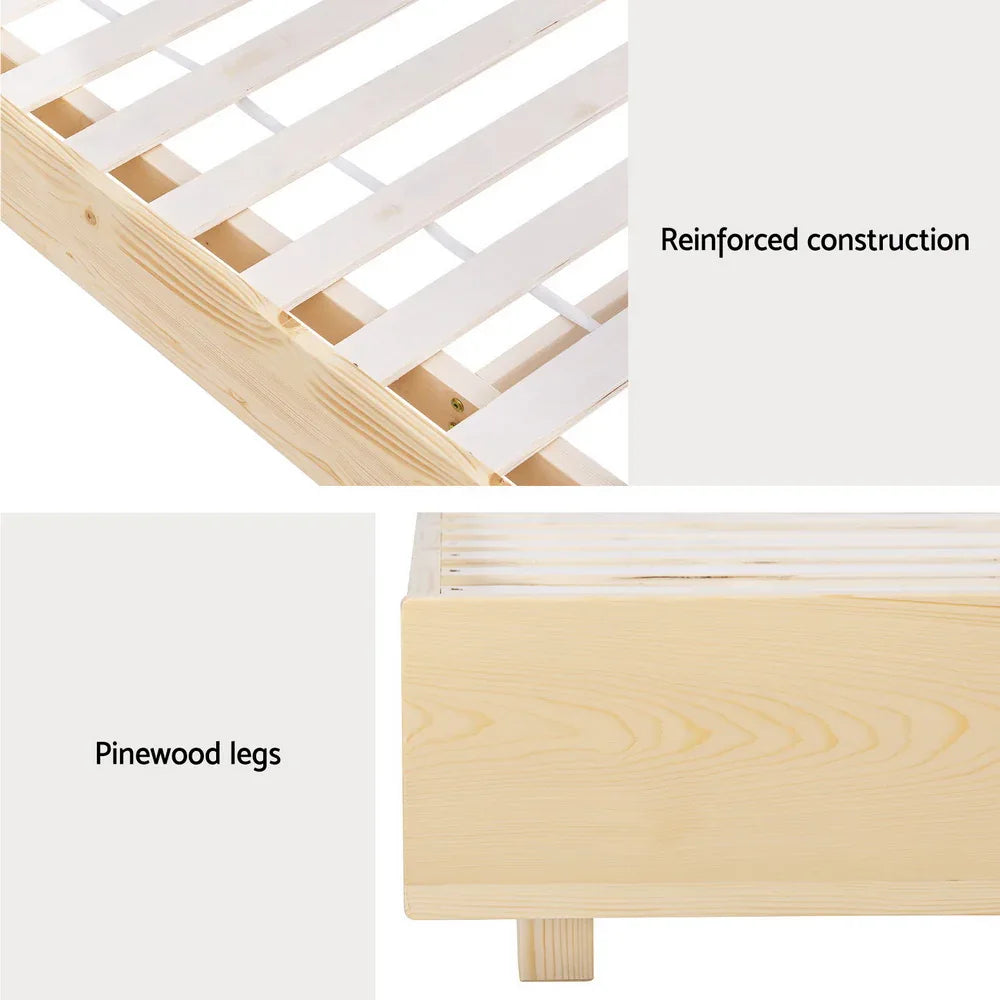 Artiss Bed Frame Double Size Floating Wooden Mattress Base Platform Timber ODIN - Mekamart Australia