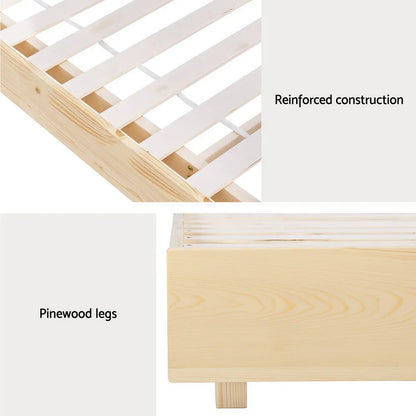 Artiss Bed Frame Double Size Floating Wooden Mattress Base Platform Timber ODIN - Mekamart Australia