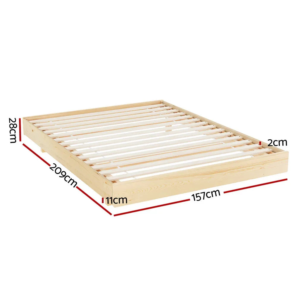 Artiss Bed Frame Queen Size Floating Wooden Mattress Base Platform Timber ODIN - Mekamart Australia
