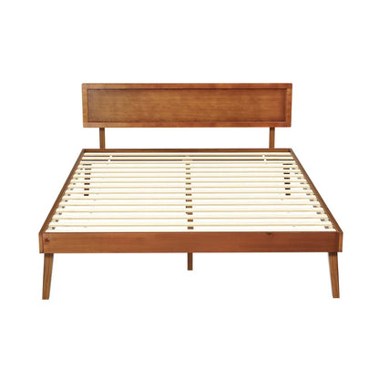 Artiss Bed Frame Queen Size Wooden Bed Base Walnut SPLAY - Mekamart Australia