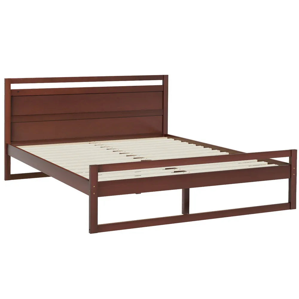 Artiss Bed Frame Queen Size Wooden Walnut WITTON - Mekamart Australia