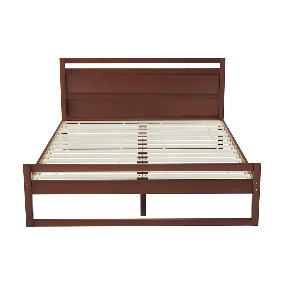 Artiss Bed Frame Queen Size Wooden Walnut WITTON - Mekamart Australia