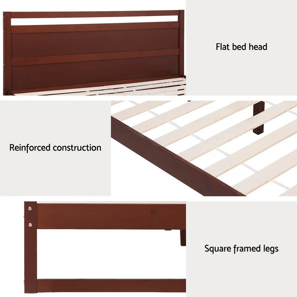 Artiss Bed Frame Queen Size Wooden Walnut WITTON - Mekamart Australia