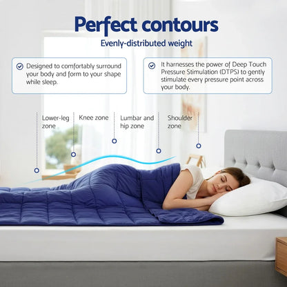 Giselle Bedding Weighted Blanket 11KG Kids Adults Heavy Gravity Relax Calm Blue - Mekamart Australia