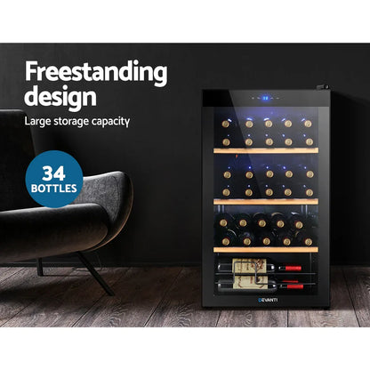 Devanti Wine Fridge Cooler 34 Bottles - Mekamart Australia