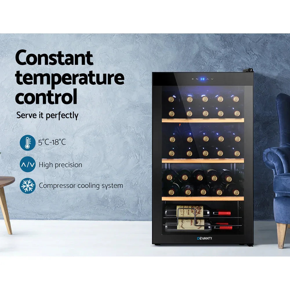 Devanti Wine Fridge Cooler 34 Bottles - Mekamart Australia
