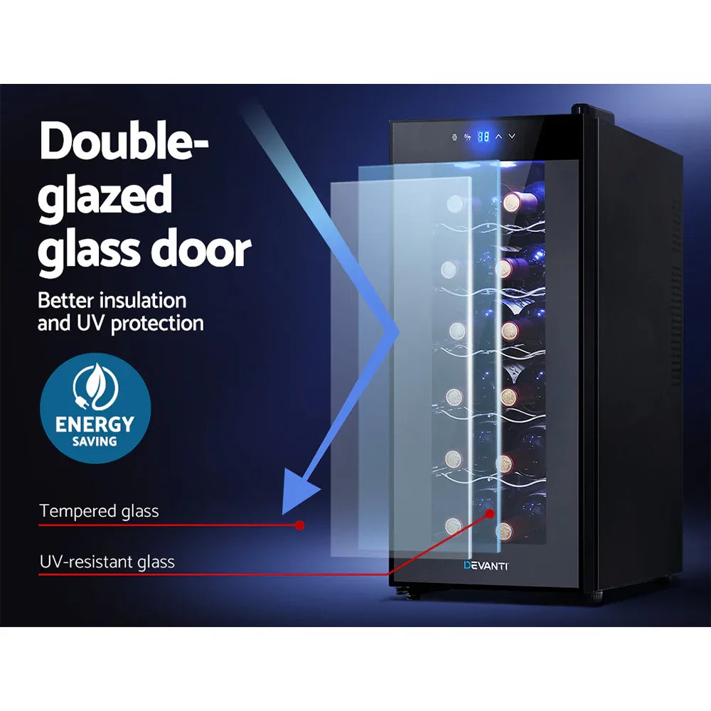 Devanti Wine Fridge Cooler 12 Bottles - Mekamart Australia