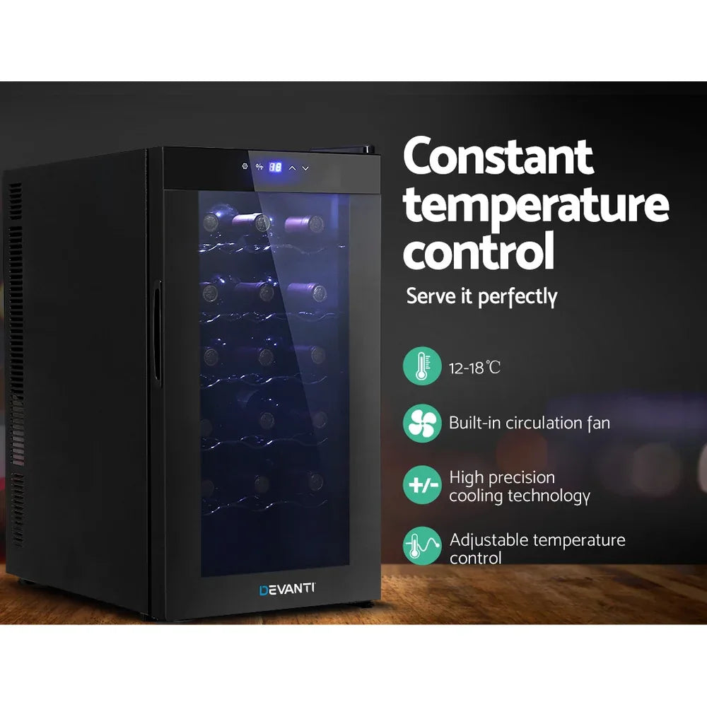 Devanti Wine Fridge Cooler 18 Bottles - Mekamart Australia