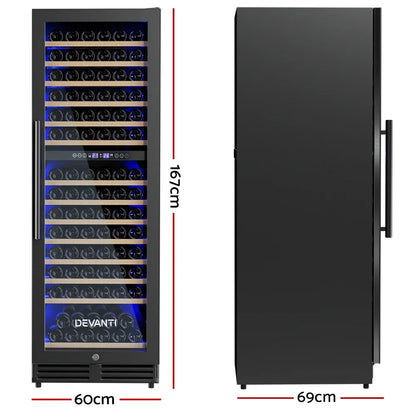 Devanti Wine Fridge Cooler Dual Zone 154 Bottles - Mekamart Australia