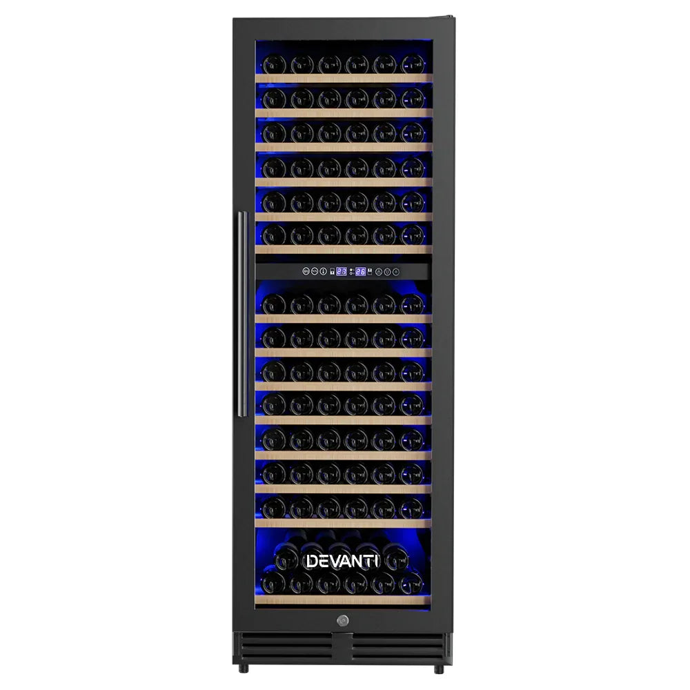 Devanti Wine Fridge Cooler Dual Zone 154 Bottles - Mekamart Australia