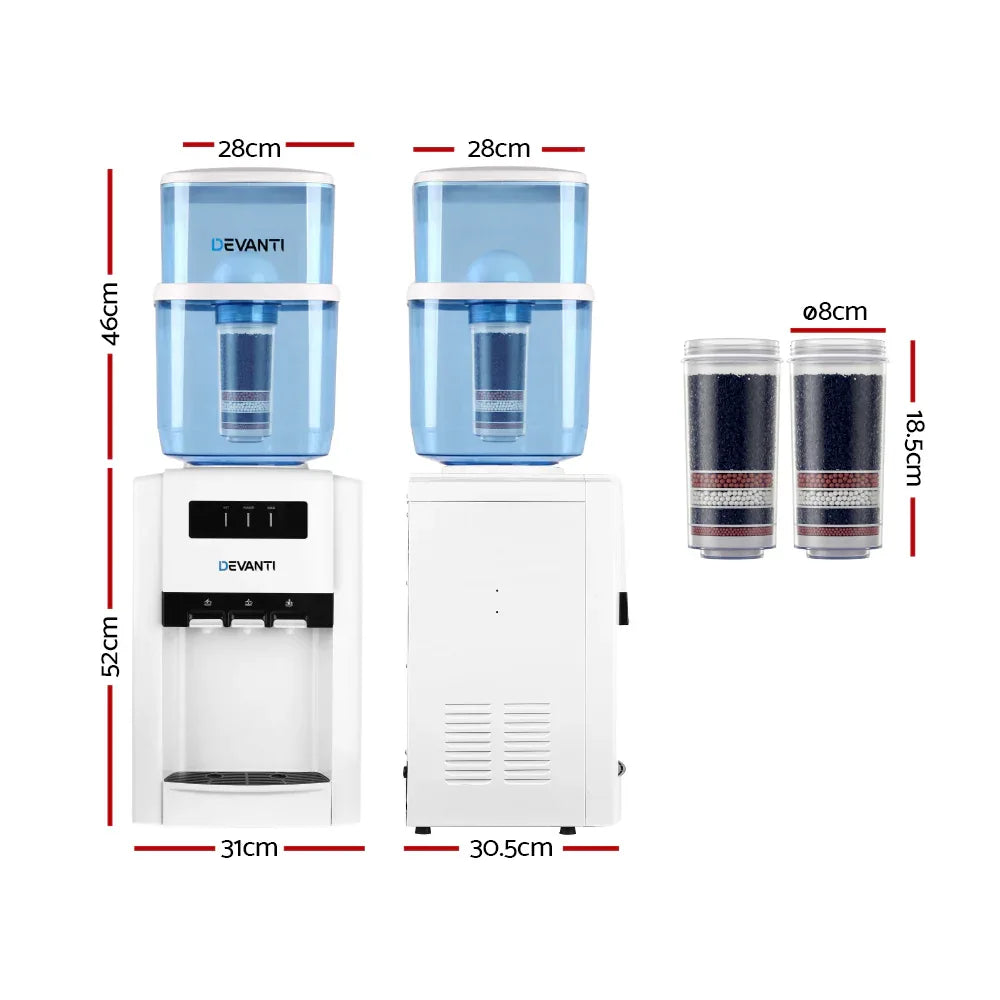 Devanti Water Cooler Dispenser Bench Top 22L w/2 Filter - Mekamart Australia