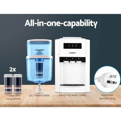 Devanti Water Cooler Dispenser Bench Top 22L w/2 Filter - Mekamart Australia