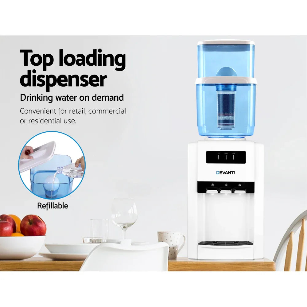 Devanti Water Cooler Dispenser Bench Top 22L w/2 Filter - Mekamart Australia
