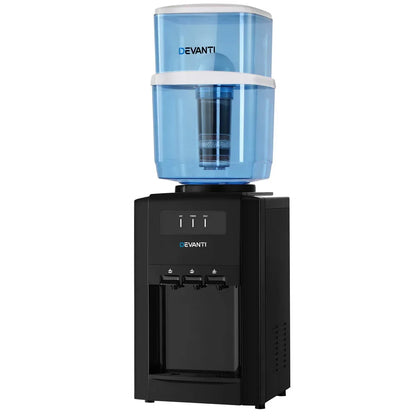 22L Devanti Water Cooler Dispenser Bench Top 3 Taps Chiller Filter Purifier Three Taps Balck - Mekamart Australia