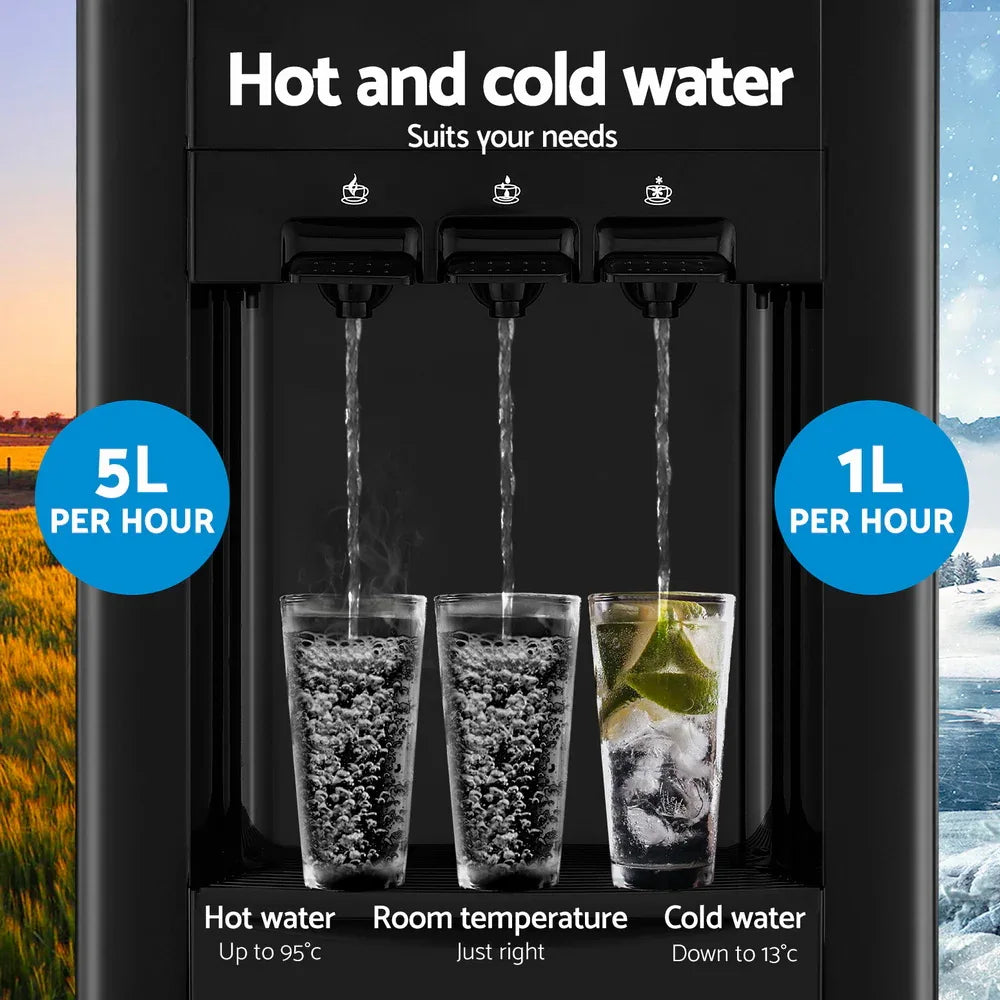 22L Devanti Water Cooler Dispenser Bench Top 3 Taps Chiller Filter Purifier Three Taps Balck - Mekamart Australia