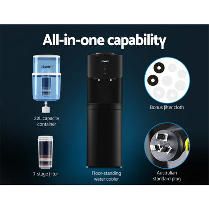 Devanti Water Cooler Dispenser Stand 22L Bottle Black - Mekamart Australia