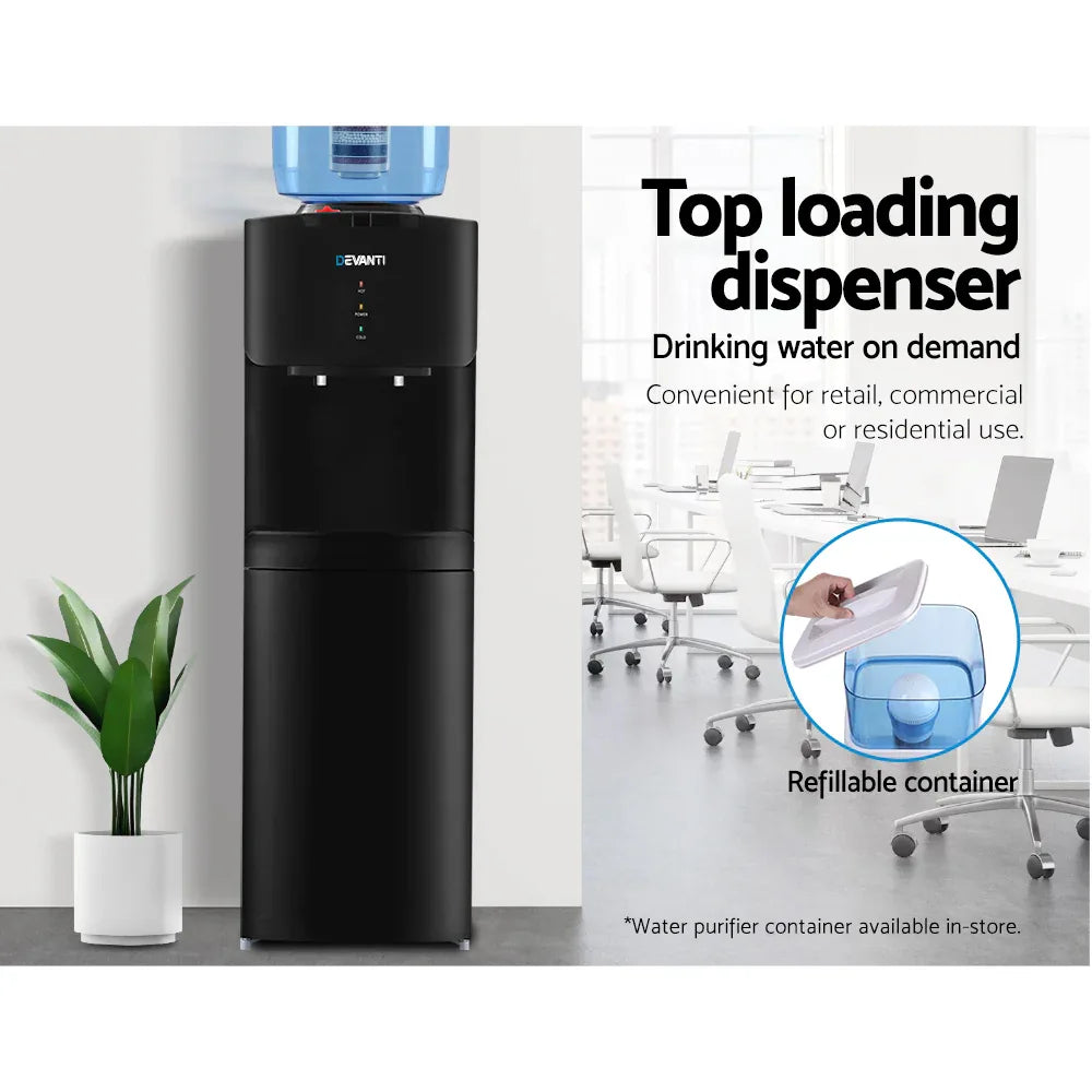 Devanti Water Cooler Dispenser Stand 22L Bottle Black - Mekamart Australia