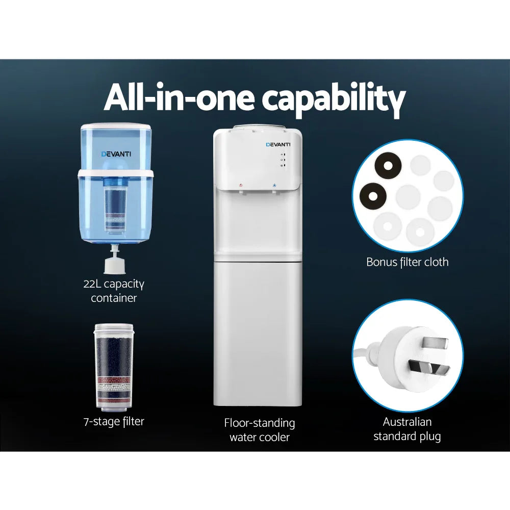 Devanti Water Cooler Dispenser Stand 22L Bottle White - Mekamart Australia
