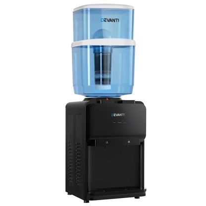 Devanti Water Cooler Dispenser 22L Bench Top Chiller Purifier Filter Hot Cold Black - Mekamart Australia