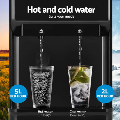 Devanti Water Cooler Dispenser 22L Bench Top Chiller Purifier Filter Hot Cold Black - Mekamart Australia