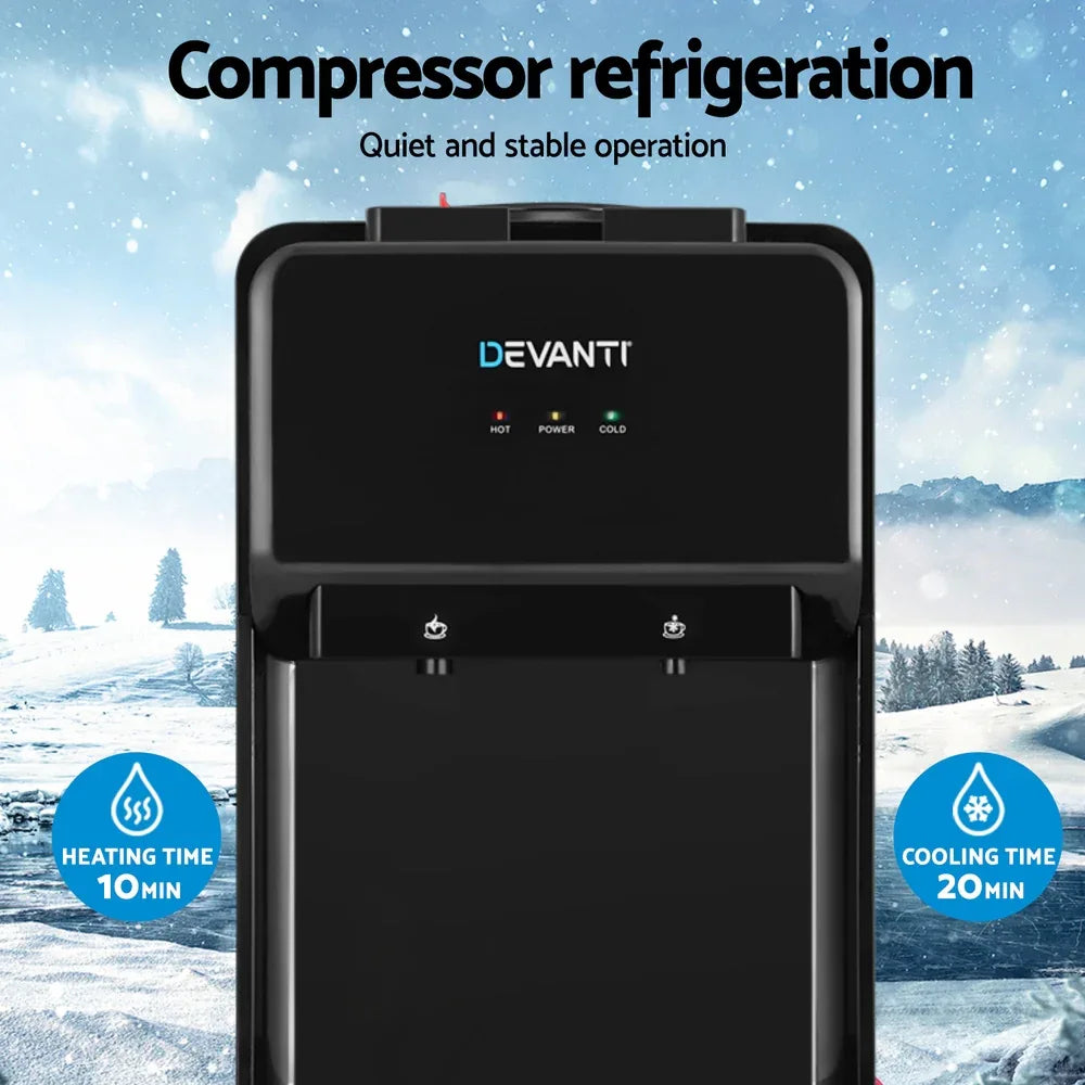 Devanti Water Cooler Dispenser 22L Bench Top Chiller Purifier Filter Hot Cold Black - Mekamart Australia