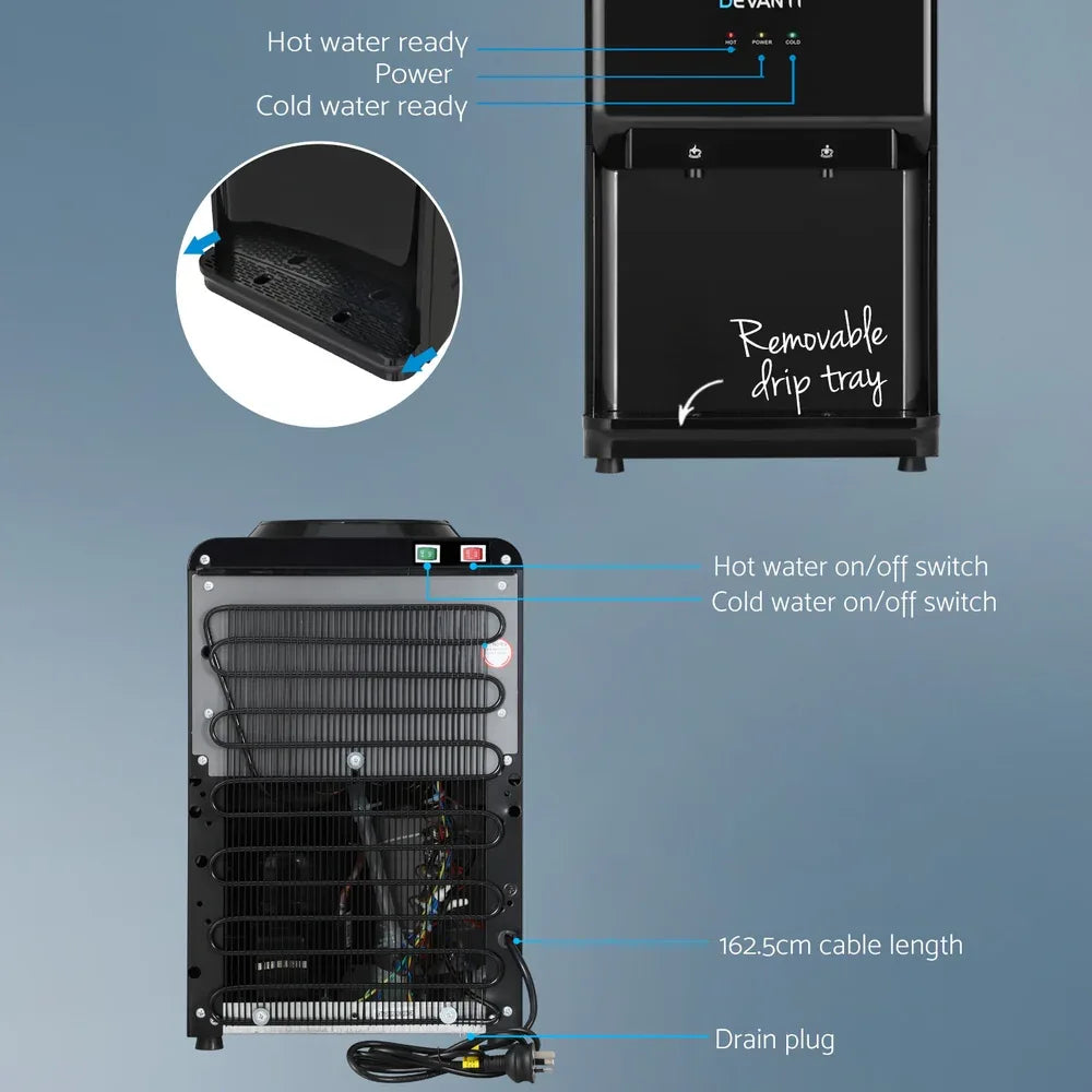 Devanti Water Cooler Dispenser Bench Top 22L Black - Mekamart Australia
